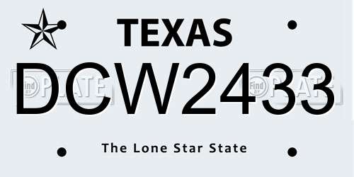 DCW2433 Texas License Plate
