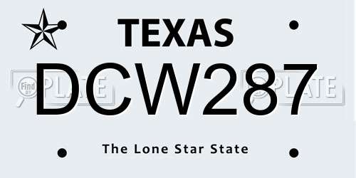 DCW287 Texas License Plate