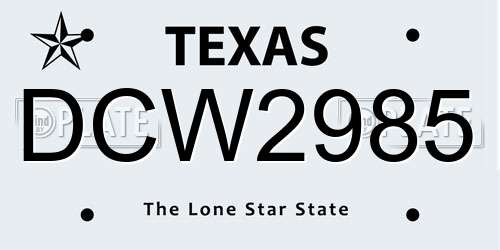DCW2985 Texas License Plate