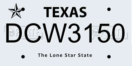 DCW3150 Texas License Plate