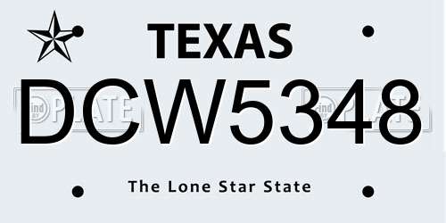 DCW5348 Texas License Plate