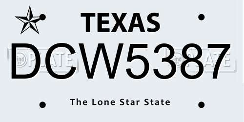 DCW5387 Texas License Plate