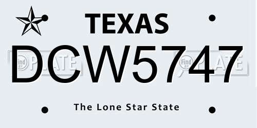 DCW5747 Texas License Plate