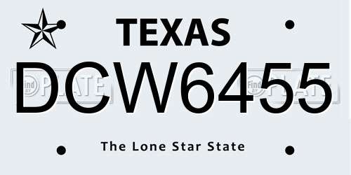 DCW6455 Texas License Plate