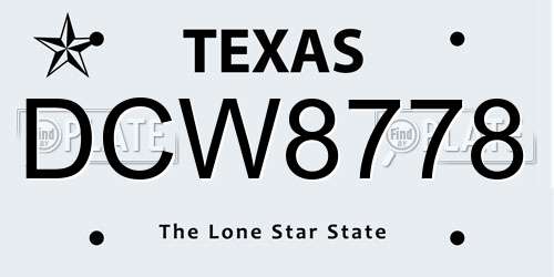 DCW8778 Texas License Plate