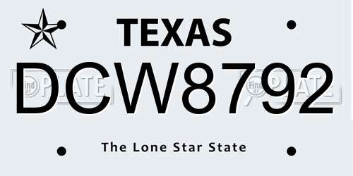 DCW8792 Texas License Plate