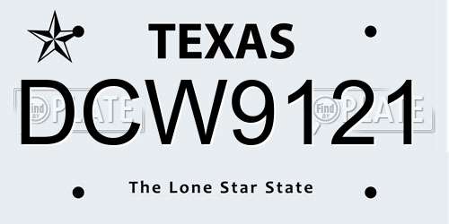 DCW9121 Texas License Plate