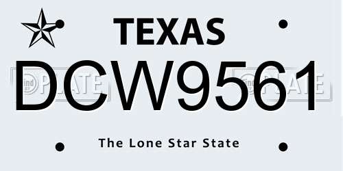 DCW9561 Texas License Plate