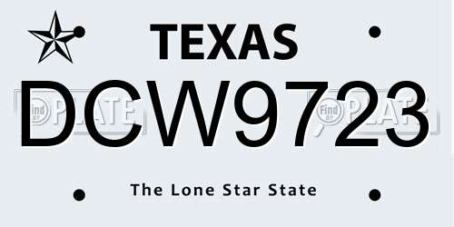 DCW9723 Texas License Plate