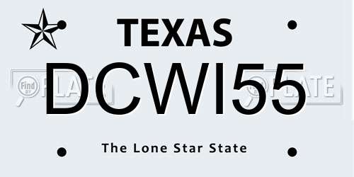 DCWI55 Texas License Plate