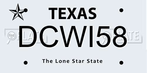DCWI58 Texas License Plate