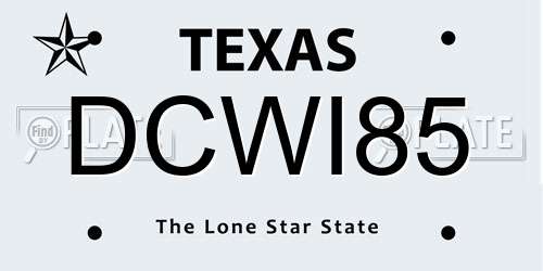 DCWI85 Texas License Plate