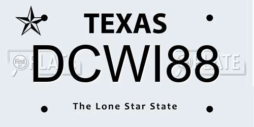 DCWI88 Texas License Plate