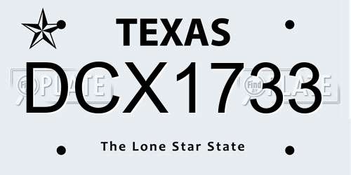 DCX1733 Texas License Plate