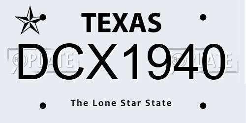 DCX1940 Texas License Plate