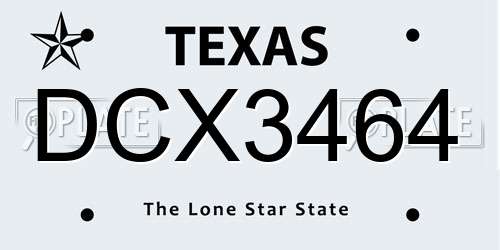 DCX3464 Texas License Plate