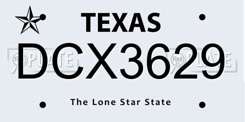 DCX3629 Texas License Plate