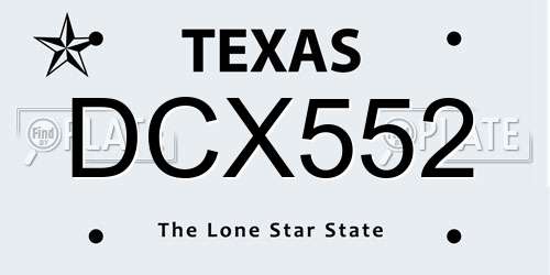 DCX552 Texas License Plate