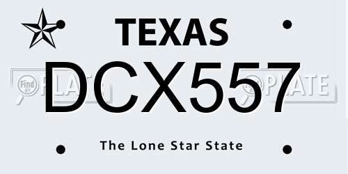DCX557 Texas License Plate