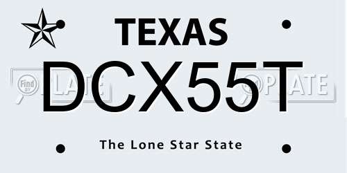 DCX55T Texas License Plate