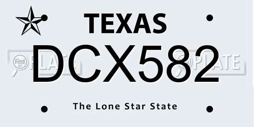 DCX582 Texas License Plate