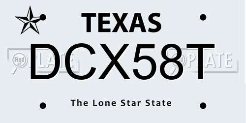 DCX58T Texas License Plate
