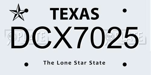 DCX7025 Texas License Plate