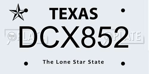 DCX852 Texas License Plate