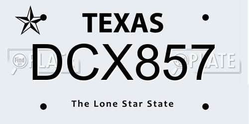 DCX857 Texas License Plate