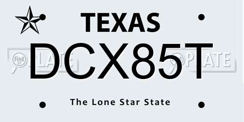DCX85T Texas License Plate