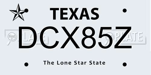 DCX85Z Texas License Plate