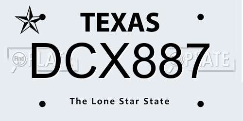 DCX887 Texas License Plate