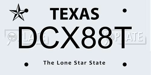 DCX88T Texas License Plate