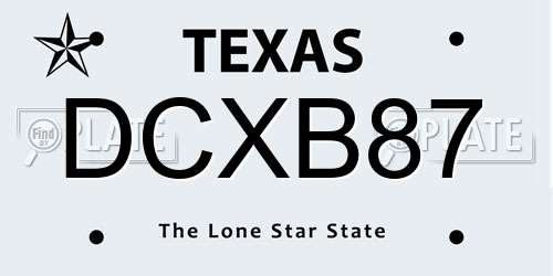 DCXB87 Texas License Plate