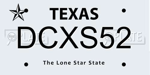 DCXS52 Texas License Plate