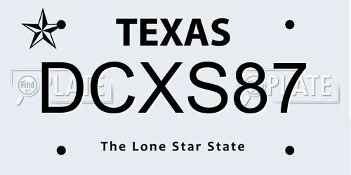 DCXS87 Texas License Plate