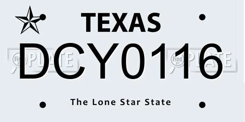 DCY0116 Texas License Plate