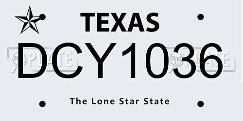 DCY1036 Texas License Plate