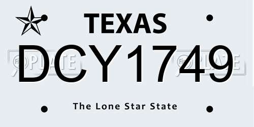 DCY1749 Texas License Plate