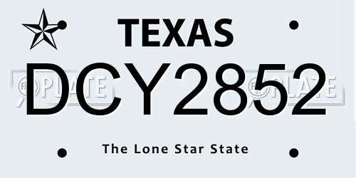 DCY2852 Texas License Plate