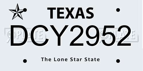 DCY2952 Texas License Plate
