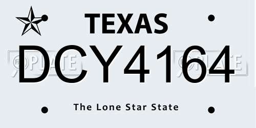 DCY4164 Texas License Plate