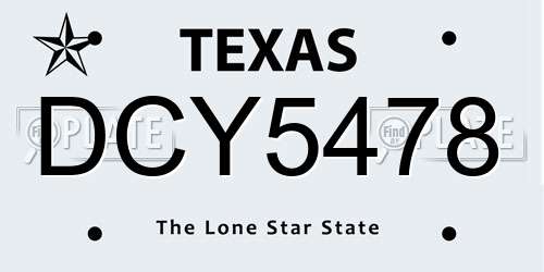 DCY5478 Texas License Plate