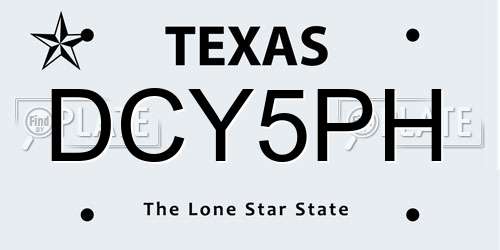 DCY5PH Texas License Plate