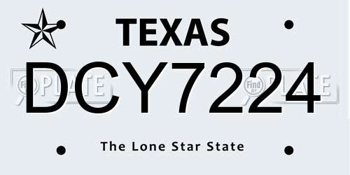 DCY7224 Texas License Plate