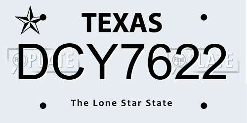 DCY7622 Texas License Plate