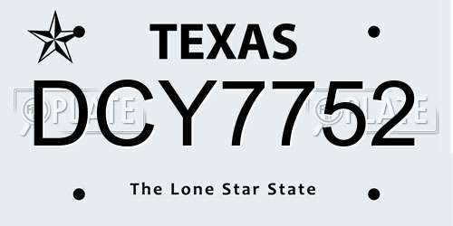 DCY7752 Texas License Plate