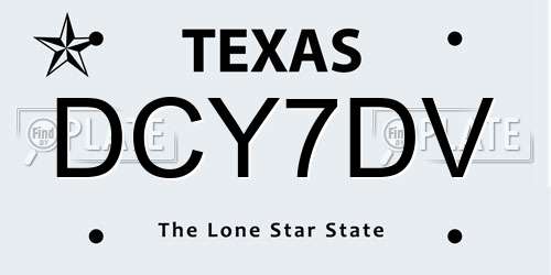 DCY7DV Texas License Plate