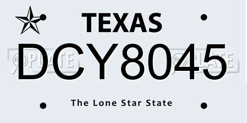 DCY8045 Texas License Plate