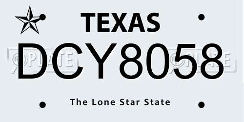 DCY8058 Texas License Plate